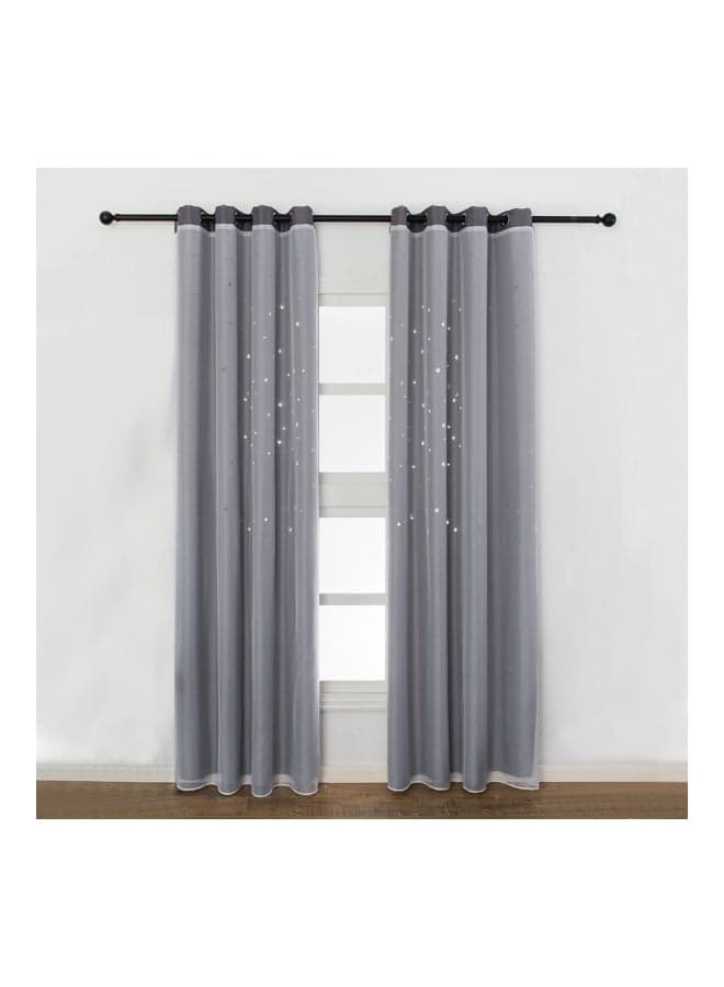 2-Piece Blackout Window Curtain Set Grey 98x39inch