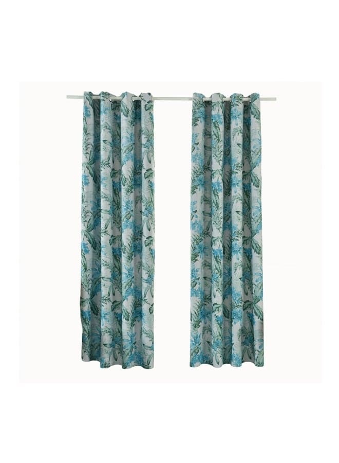 2-Piece Blackout Window Curtain Set White/Blue/Green 98x39inch