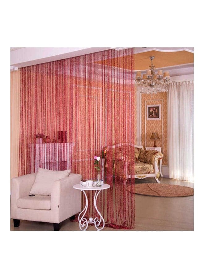 Shiny Tassel Decorative String Curtain Wine Red 100x200cm