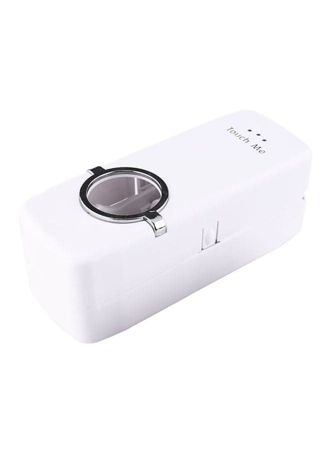 Wall Mount Toothpaste Dispenser With 5-Toothbrush Holder Set White