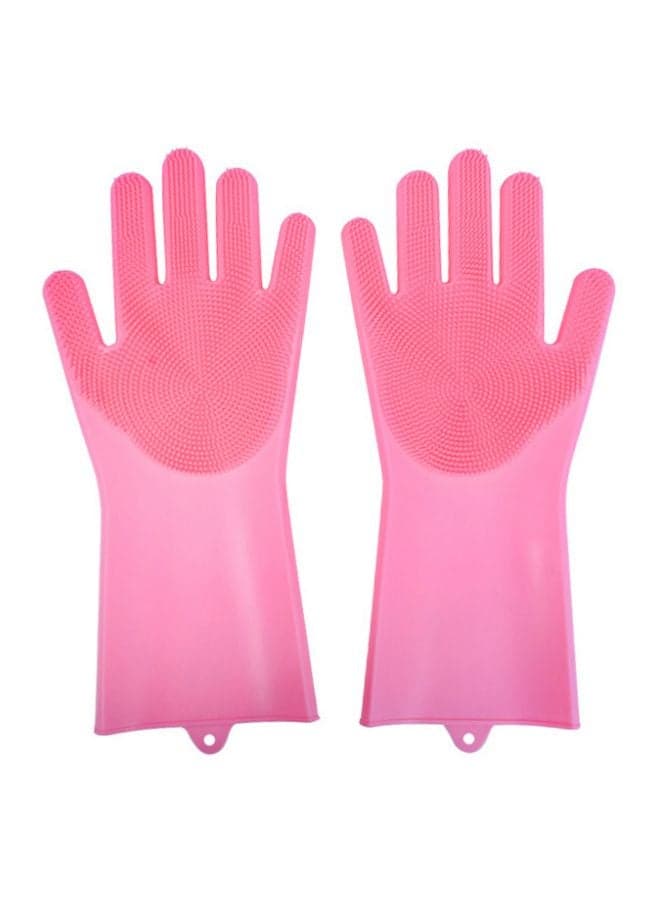 Silicone Dish Washing Gloves Rose Red 16x14x12centimeter