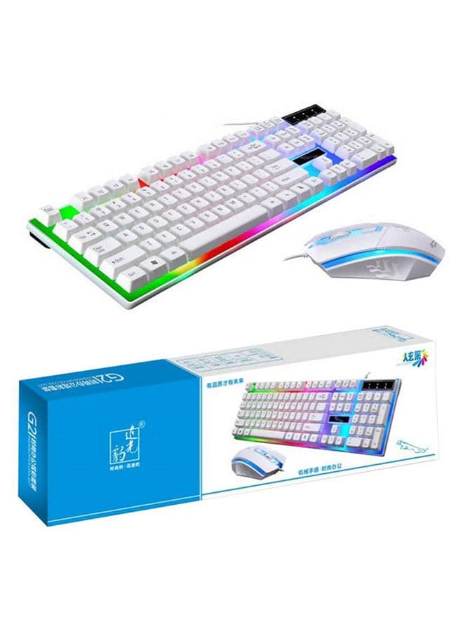 Led Gaming Keyboard With Mouse Set White