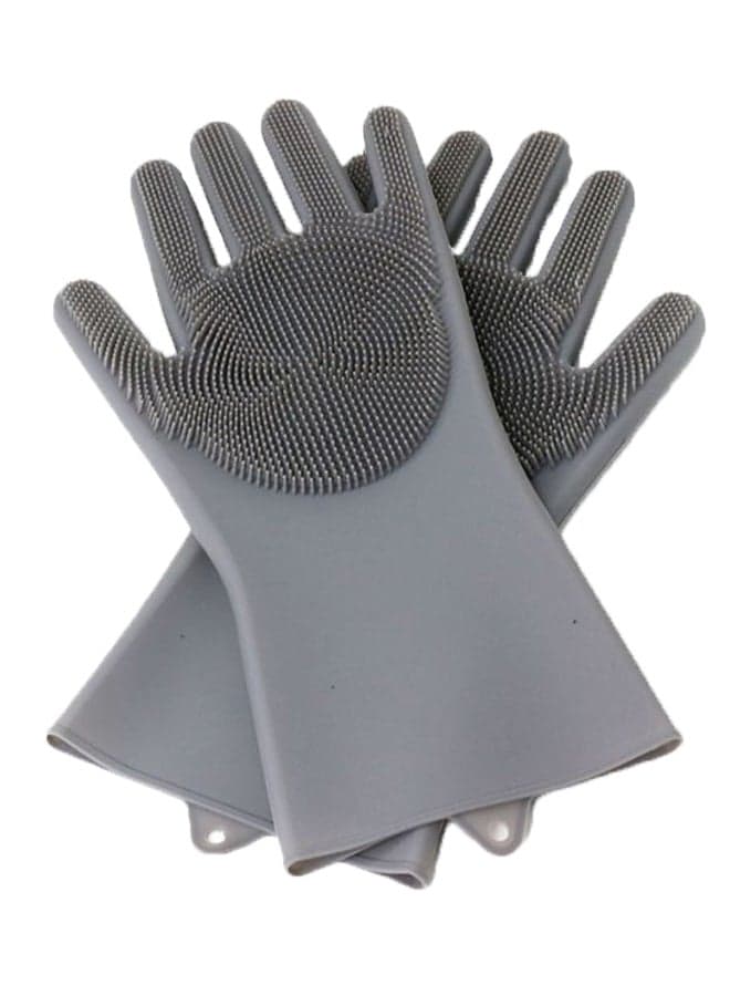 1 Pair Dish Washer Cleaning Brush Gloves Grey 33cm