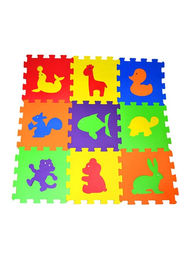 9-Piece Polimat Puzzle Animals Game Tile Play Mats 33x33cm