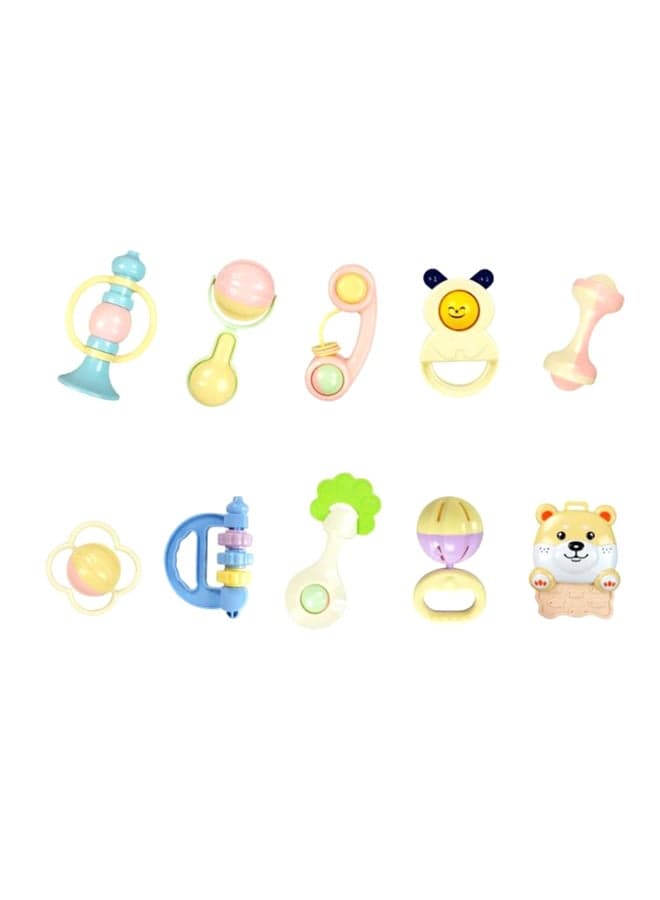 10 Piece Cute Baby Rattle Set