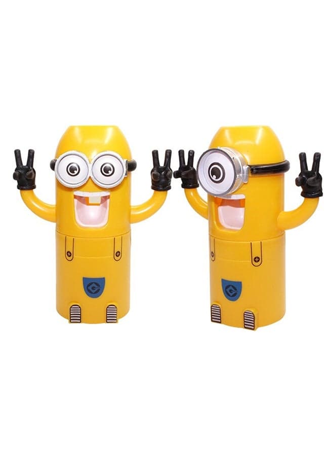 2-Piece Toothpaste Squeezer And Holder Yellow/White/Black 19x8x6.2cm