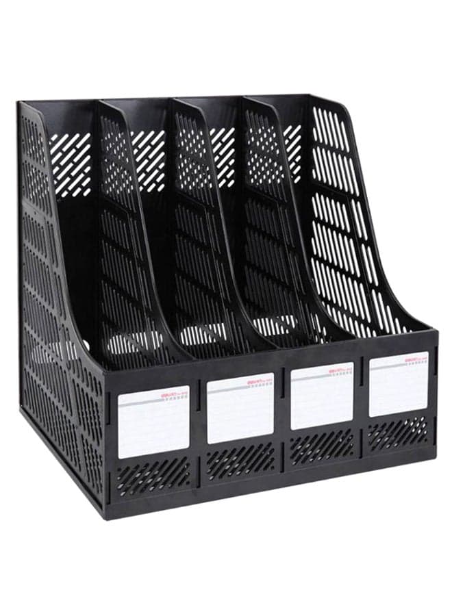 4-Grid Quadruple File Storage Rack Black