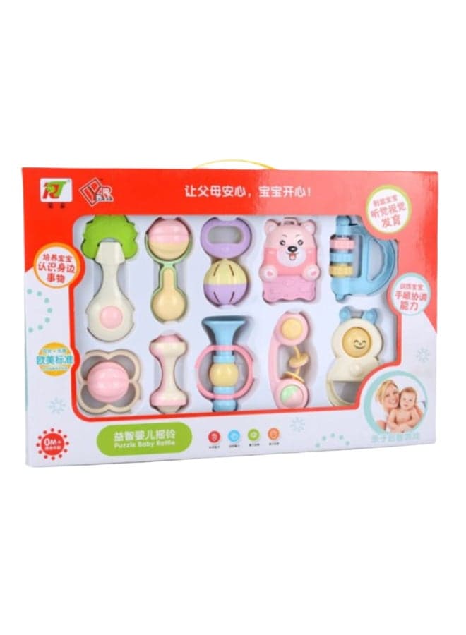 10-Piece Mini Rattles Teether Toy Set