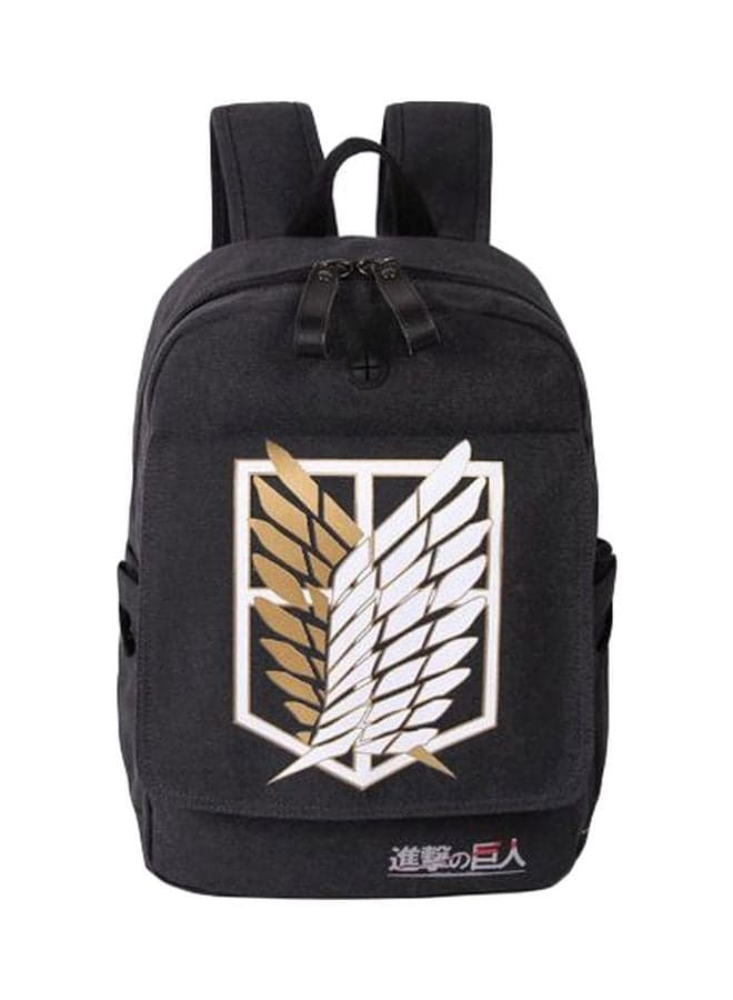 Attack On Titans Anime Canvas Backpack Black/White/Beige