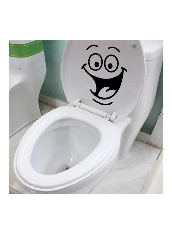 Smiley Face Bathroom Toilet Sticker Black 18 x 24cm
