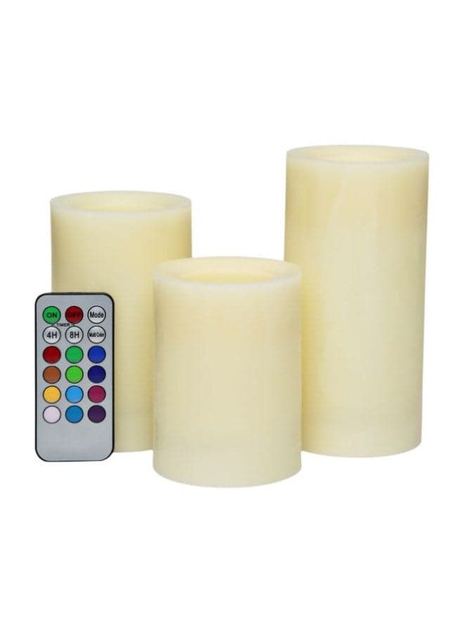 3-Piece LED Flameless Candle With Remote Off White