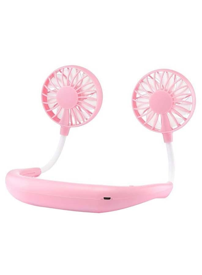 Neck Hanging Dual Cooling Mini Fan LH202 Pink/White