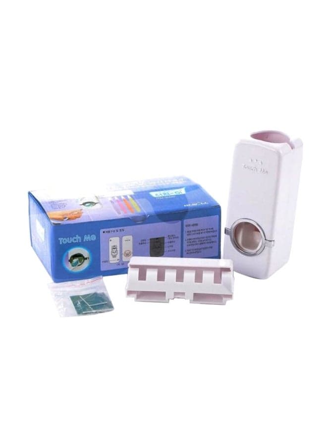 Toothpaste Dispenser With Toothbrush Holder Set White