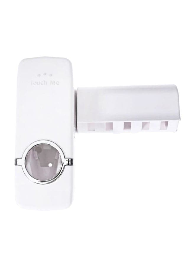 Toothbrush Holder and Automatic Toothpaste Dispenser Set White