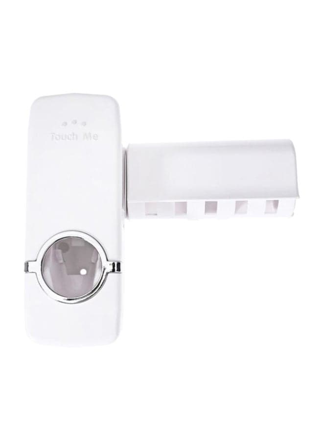 Toothpaste Dispenser With Toothbrush Holder Set White