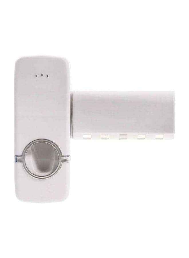 Toothpaste Dispenser With Toothbrush Holder Set White