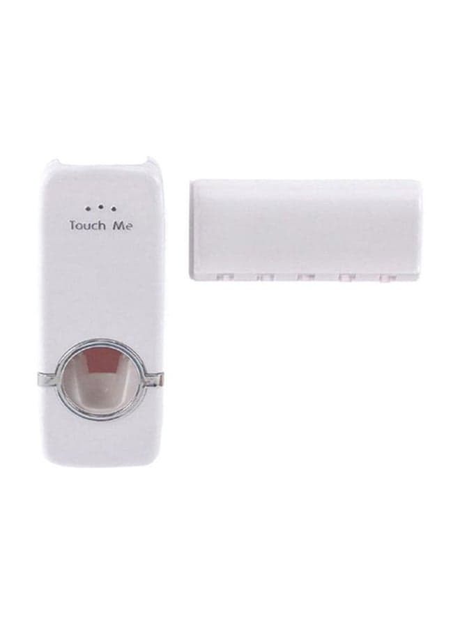 Toothpaste Dispenser With Toothbrush Holder Set White