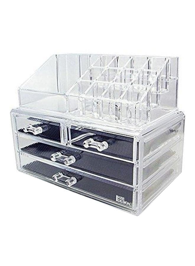 2-Piece Acrylic Cosmetic Storage Box Clear/Black