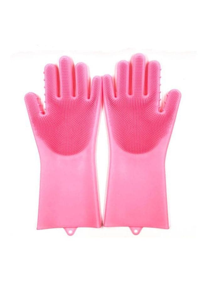 Waterproof Silicone Dishwashing Gloves Pink 34x13cm