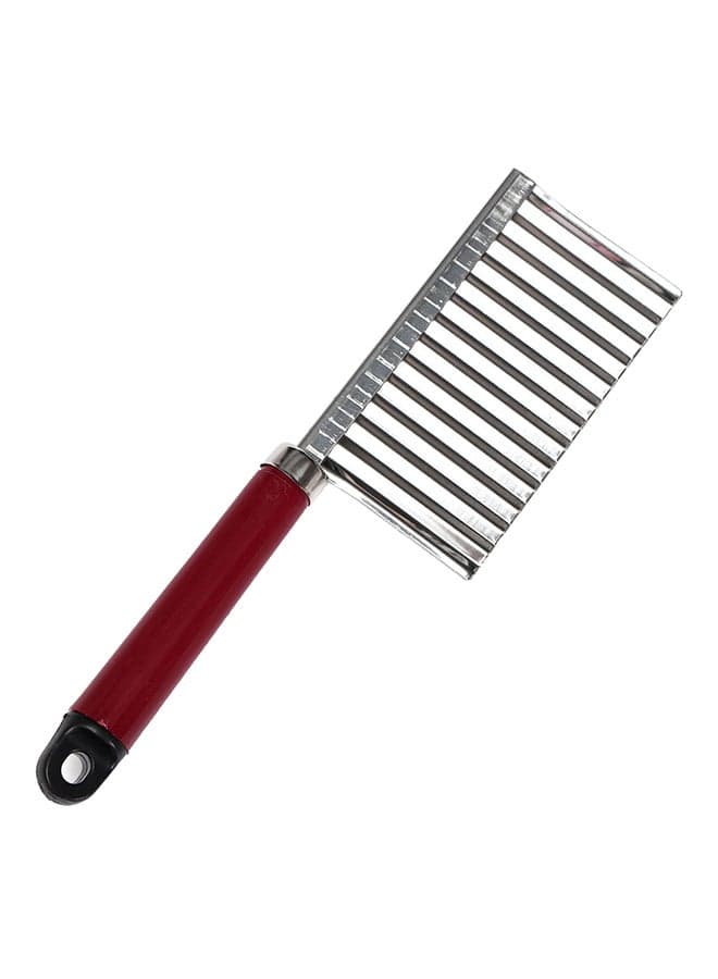 Potato Chip Vegetable Crinkle Cutter Red/Silver 22 x 6cm