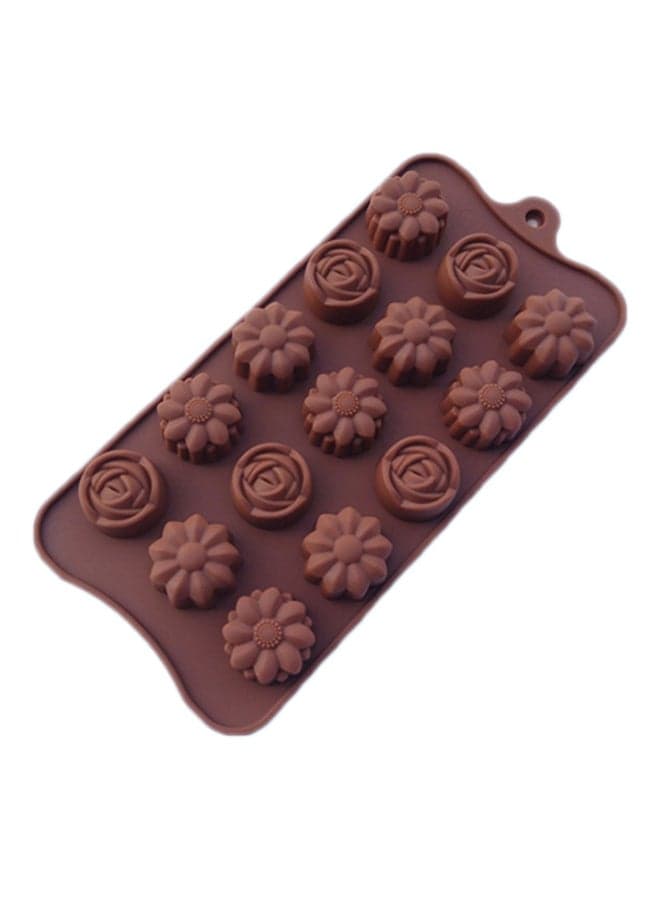 15 Rose Flowers Chocolate Mold Brown 20 x 10 x 2cm