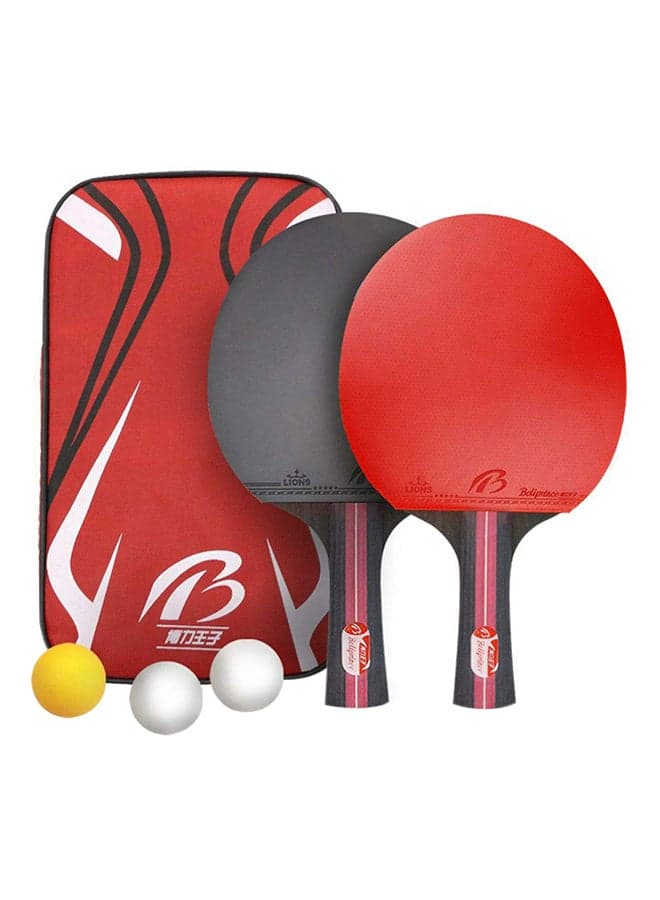 2-Piece Ping Pong Paddle Racket Set With 2 Rubber Bats And 3 Ping Pong Balls