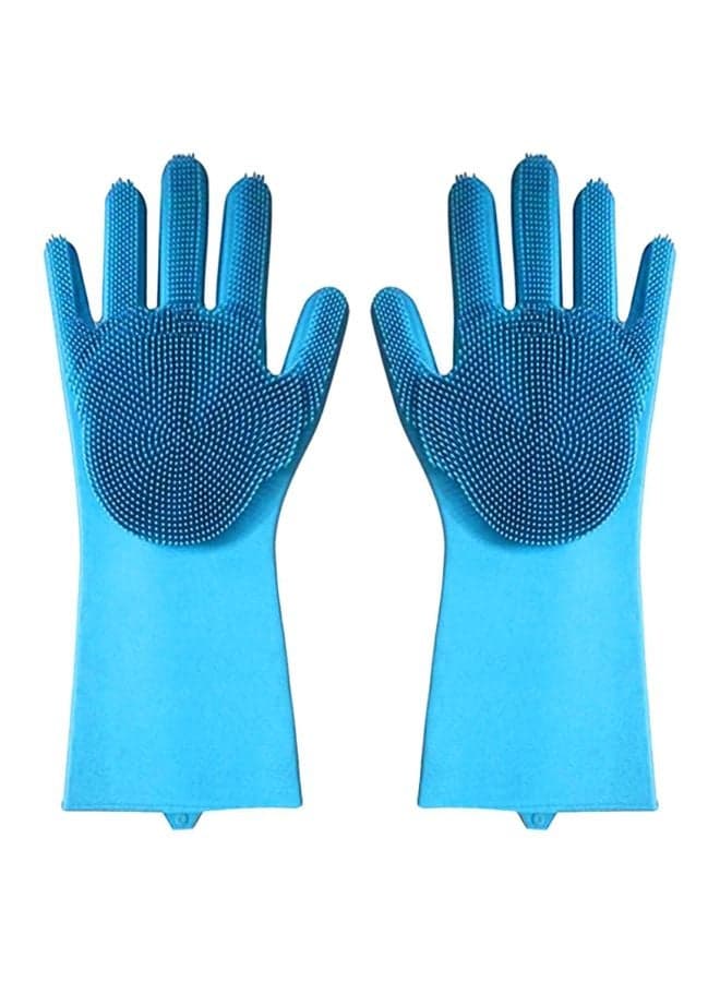 Silicone Dishwashing Scrubbing Gloves Blue 36×8×18cm