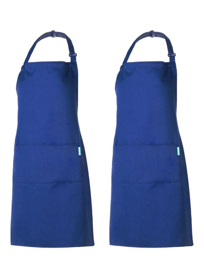 2-Piece Cooking Apron With Adjustable Neck Belt Blue 66x66x75cm
