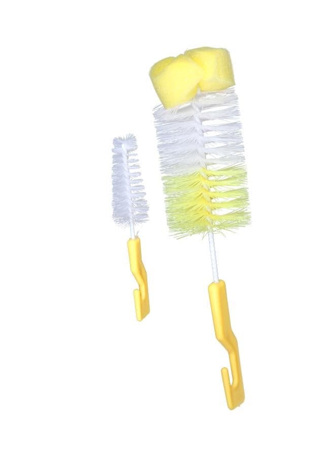 2-piece Feeding Bottle Cleaning Brush Set With BPA-free and PP Food, Yellow/White Yellow/White