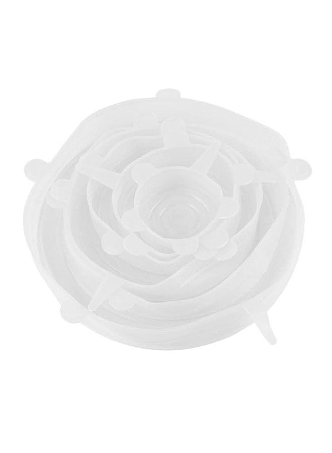 6-Piece Silicone Stretchable Food Bowl Covers White 132grams