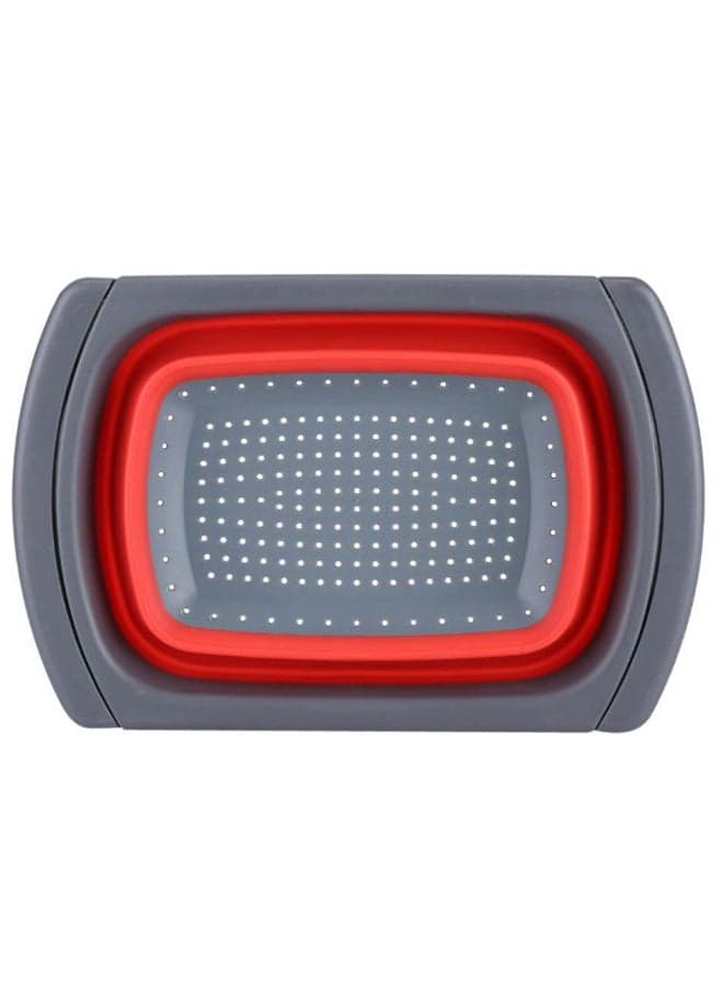 Vegetable Washing Sink Basket Strainer Red/Grey 39 x 26.5cm