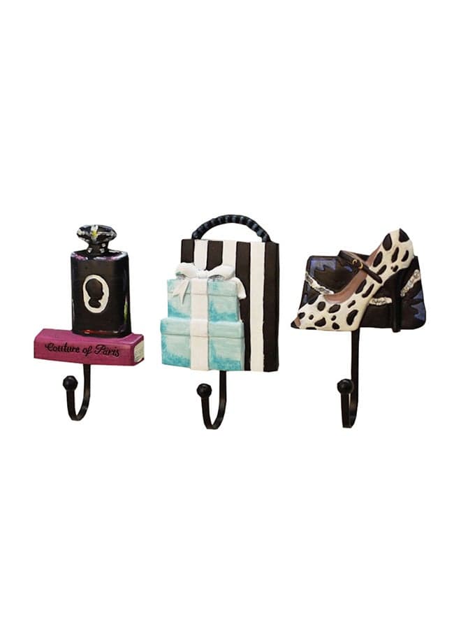 3-Piece Decorative Cloth Hook Hanger Multicolour
