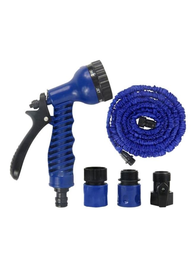 5-Piece Expandable Watering Hose With Spray Gun And Connector Set Blue/Black 15meter