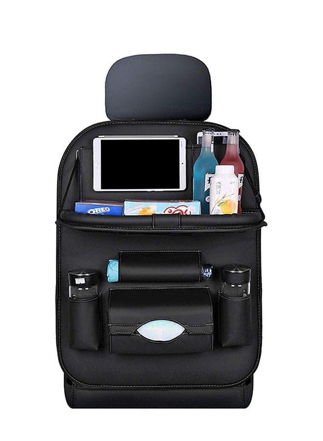 Car Seat Back Storage Bag With Foldable Table Tray