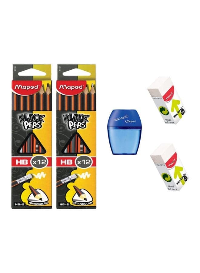 27-Piece Black Peps HB Pencils Set Multicolor