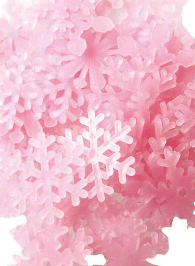 100-Piece Glow In The Dark Snowflakes Sticker Pink 3.8x3.8centimeter
