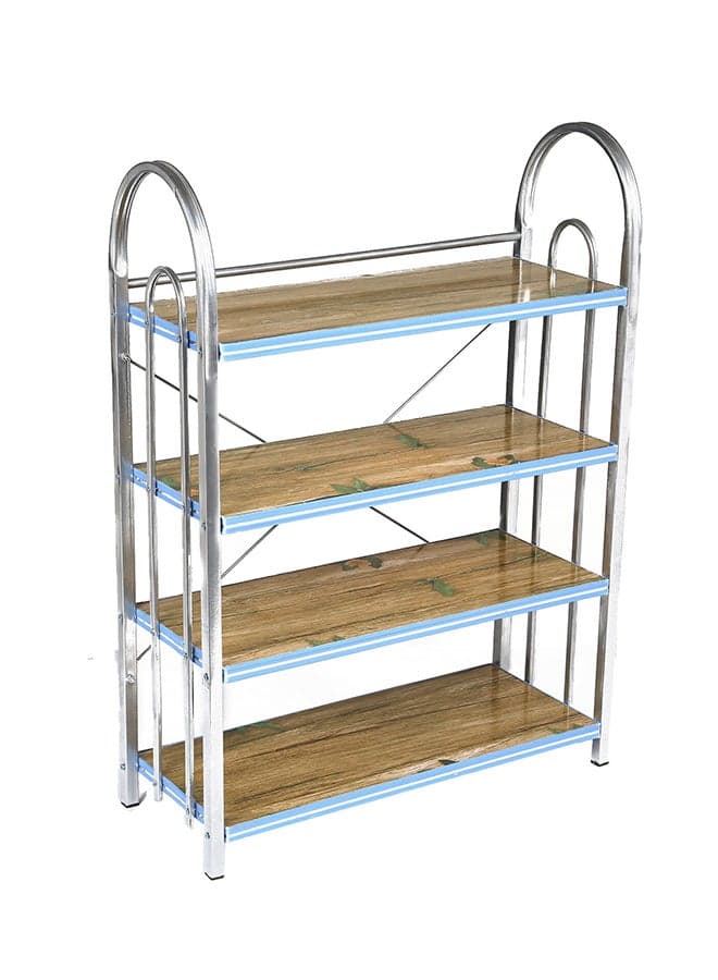 4-Shelf Shoe Rack Silver/Brown 20 x 50 x 70centimeter