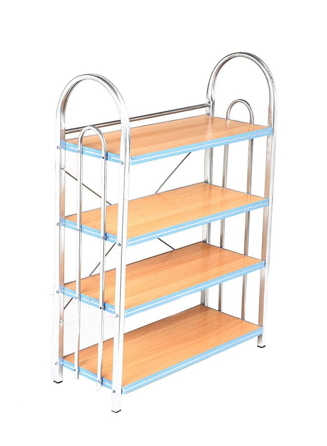 4-Shelves Shoe Rack Silver/Brown 20 x 50 x 70centimeter