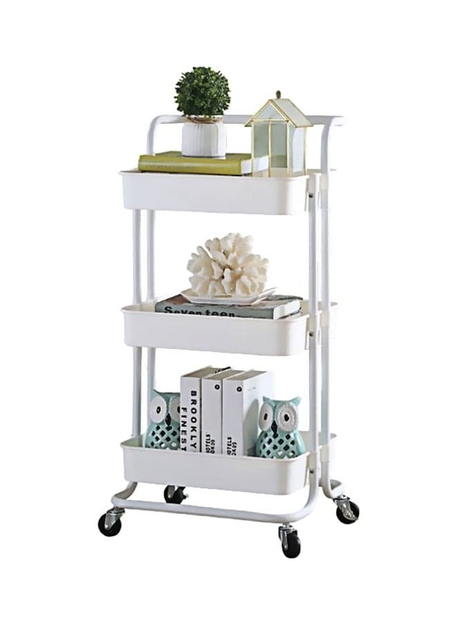 3-Tier Rolling Storage Cart White 87x43x35cm