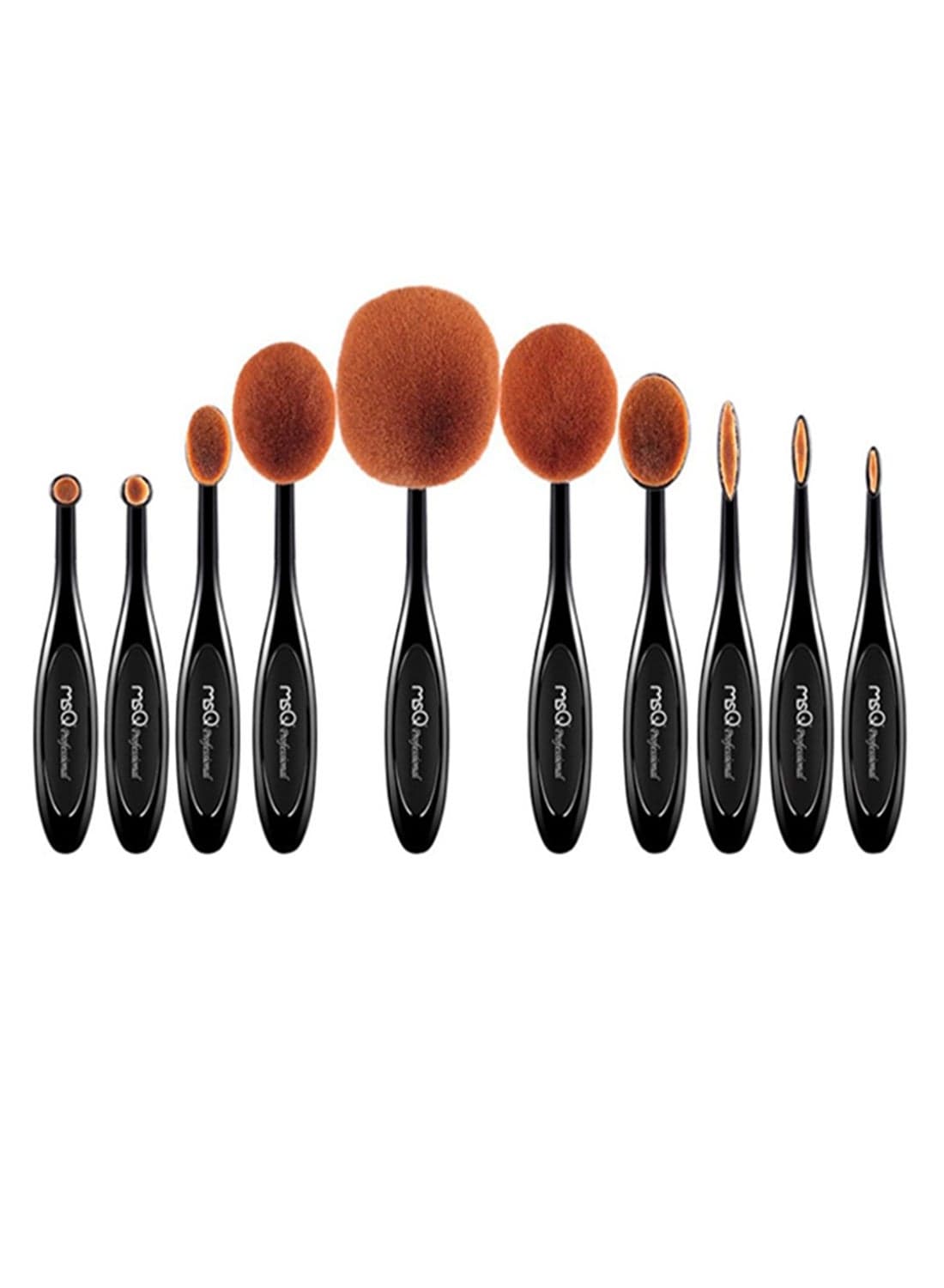 10-Piece Toothbrush Type Makeup Brush Set Black/Brown