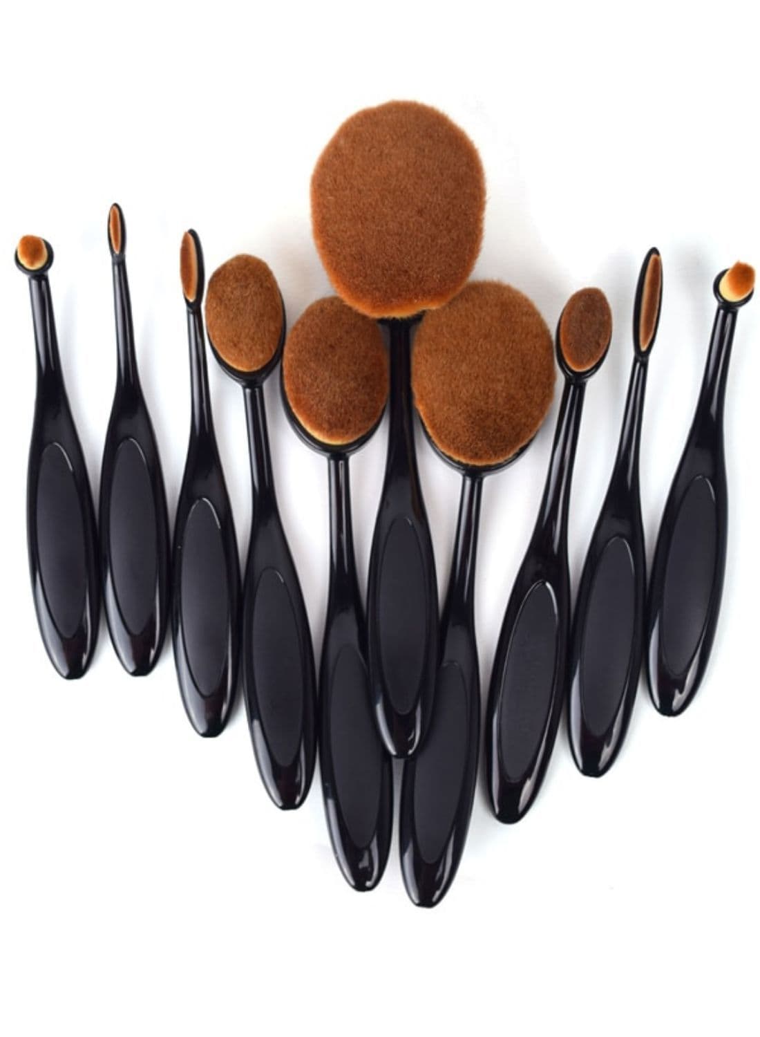 10-Piece Super Fine Makeup Brush Set Black/Brown