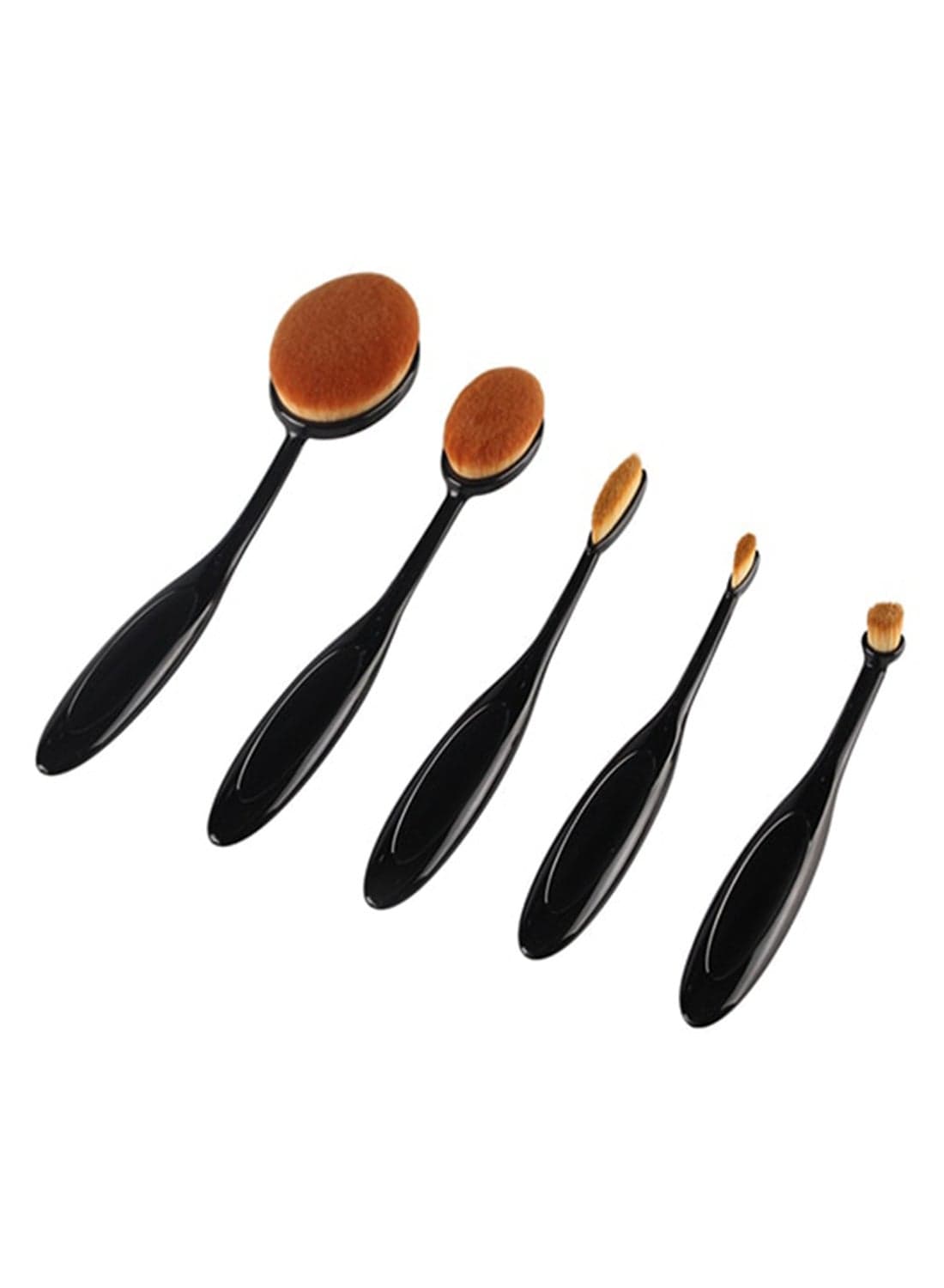5-Piece Toothbrush Shape Foundation Brush Set Black/Brown