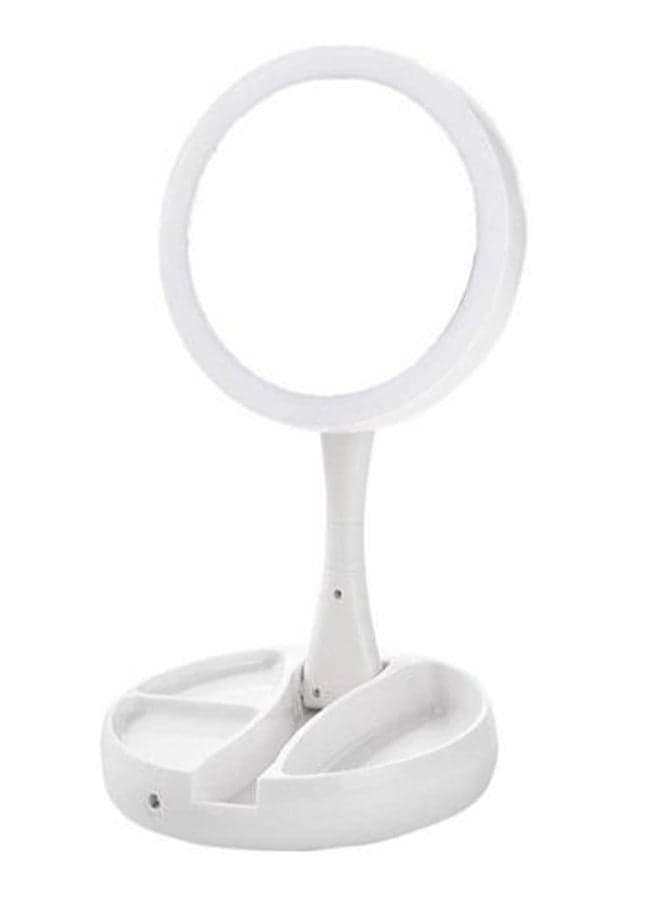 Foldable Double Sided LED Vanity Makeup Mirror White/Clear