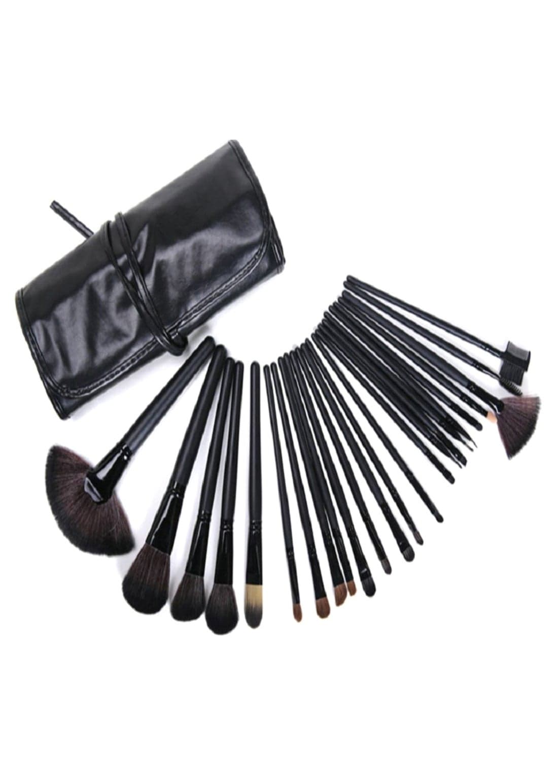 24-Piece Makeup Brush Kit Black/Grey/Brown