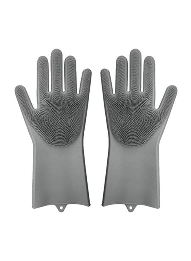 Magic Silicone Gloves With Wash Scrubber Grey 35.7 x 16.5cm