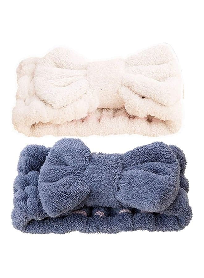 Pack Of 2 Bow Tie Head Band Blue/White One Size
