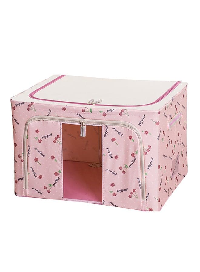 3-Piece Cloth Frame Folding Storage Box Pink Cherry 20x30x10cm