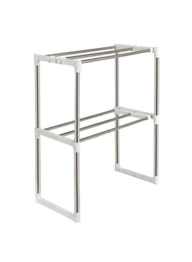 Adjustable 2 Tier Storage Rack White/Silver