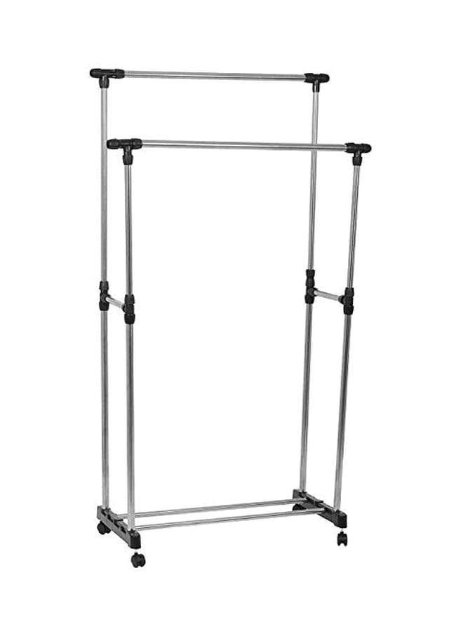 Extendable Double Garment Rack Silver/Black