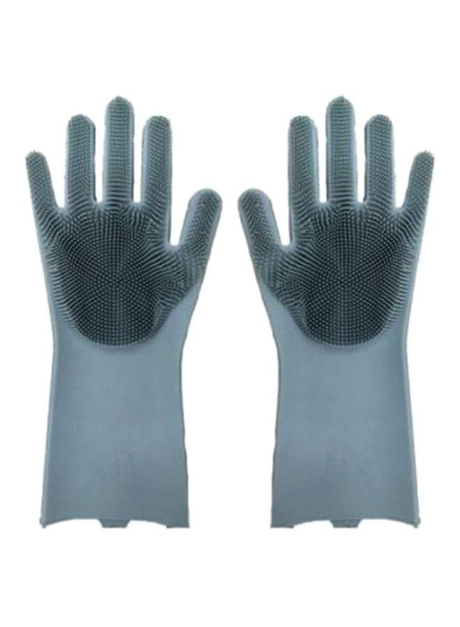 2-Piece Dishwashing Gloves Grey 32.5 x 11.5cm